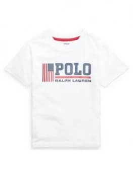 Image of Ralph Lauren Boys Short Sleeve Polo Colour Block T-Shirt - White, Size 8 Years, S