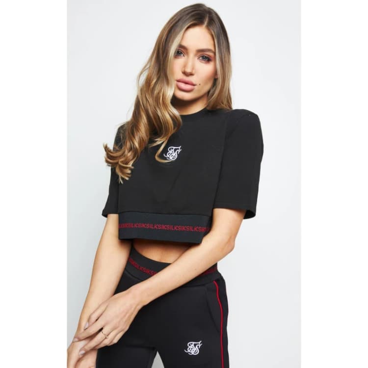 Image of SikSilk Cropped T-Shirt - Black XS