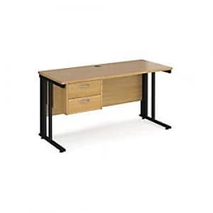 Image of Maestro 25 cable managed 600mm deep desk with 2 drawer ped