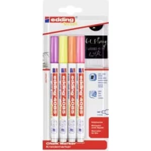 Image of Edding e-4085/4 4-4085-4-1NEON Chalk Raspberry, Neon yellow, Neon orange, Neon pink 1 mm, 2mm 4 pcs/pack