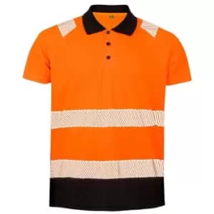 Image of Result Genuine Recycled Mens Safety Polo Shirt (L-XL) (Fluorescent Orange)