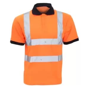 Image of Yoko Hi-Vis Short Sleeve Polo Shirt / Mens Workwear (2XL) (Hi Vis Orange)