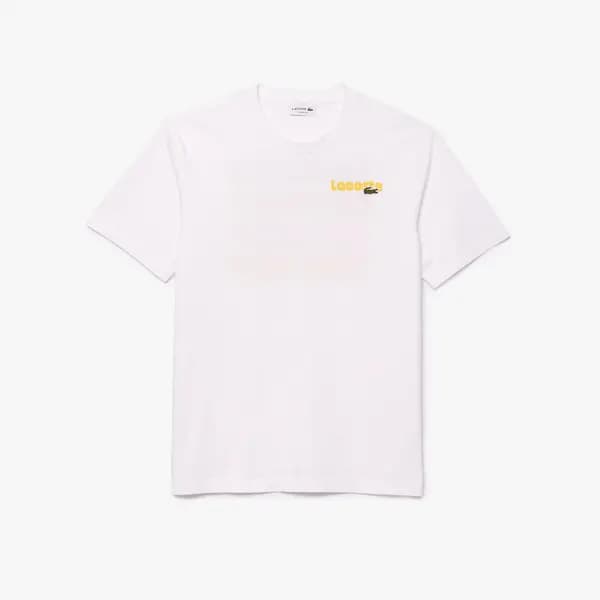 Image of Cotton Jersey T-Shirt with Logo on Back and Crew Neck
