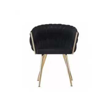 Image of Roma Knot Velvet Upholstered Dining Chair Single - Black - Black