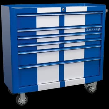 Image of Sealey Premier Retro Style 6 Drawer Wide Roller Cabinet Blue / White