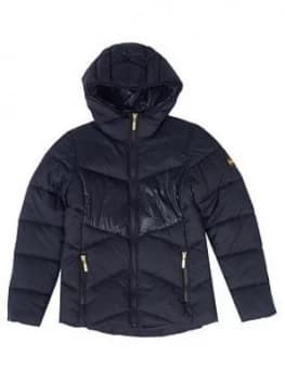 Image of Barbour International Girls Lydden Hooded Jacket - Black, Size 8-9 Years, Women