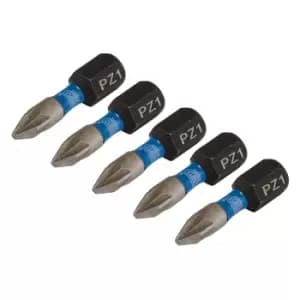 Image of Draper Expert 04950 5pc PZ-Type Impact Screwdriver Bits, No. 1 x 25mm, 1/4" Hex