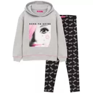 Image of Barbie Girls Hoodie And Leggings Set (3-4 Years) (Grey/Black/White)