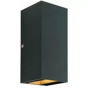 Image of Loops - IP44 Outdoor Up & Down Wall Light Matt Black Porch Box Lantern 5W Cool White led