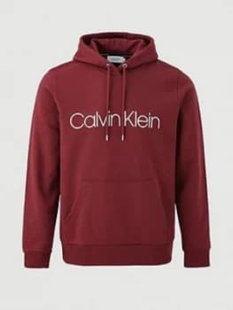 Image of Calvin Klein Cotton Logo Overhead Hoodie - Burgundy