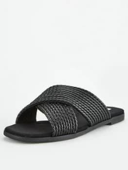 Image of Office Steffanni Cross Over Flat Sandals - Black