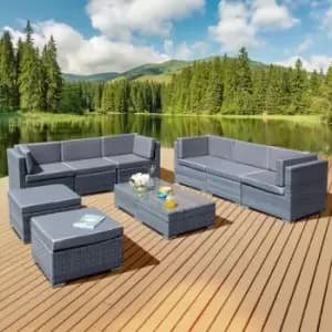 Image of Trinidad Deluxe Rattan 8 Seat Modular Sofa Set in Ocean Grey