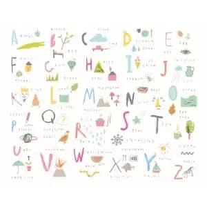Image of Origin Murals Childrens Alphabet Illustrations Multi Wall Mural - 3.5 x 2.8m