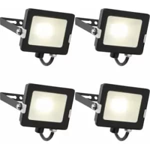 Image of 4 pack Outdoor Waterproof LED Floodlight - 20W Cool White LED - Matt Black