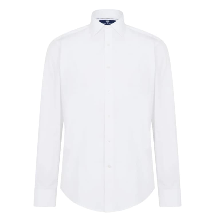 Image of Haines and Bonner Tailored Fit Regular Collar Poplin Shirt - White White 37