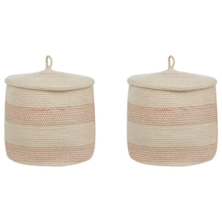Image of Beliani Set Of 2 Baskets Silopi Cotton Light Beige