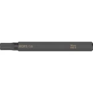 Image of Wera 840 S Hexagon Screwdriver Bit Imperial for Hand Impact Drivers Hex 3/16" 70mm Pack of 1