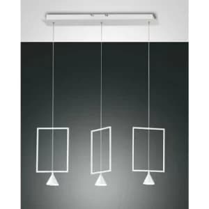 Image of Fabas Luce Sirio LED Straight Bar Pendant Ceiling Light White Glass