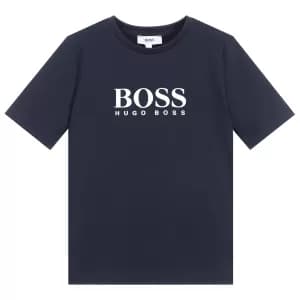 Image of Hugo Boss Short Sleeve Logo T-Shirt Navy Size 10 Years Boys