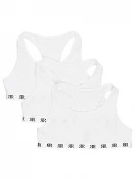 Image of River Island Branded Racer Back Crop Top Pack White Size 11-12 Years Girls