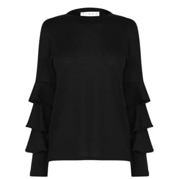 Image of Linea Ruffle Sleeve Loungewear Jumper - Black