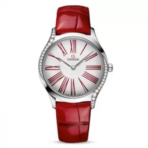 Image of Omega De Ville Tresor Ladies Red Leather Strap Watch