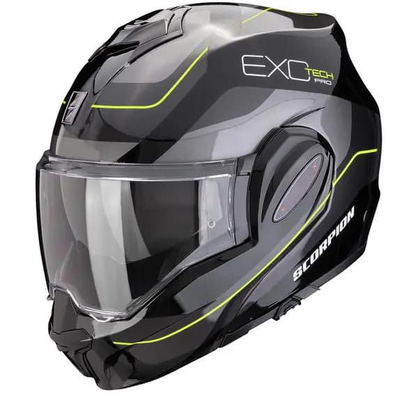 Image of Scorpion Exo-Tech Evo Pro Commuta Black-Silver-Yellow Modular Helmet 2XL