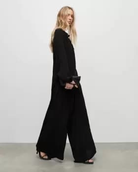 Image of AllSaints Hezzy Wide Leg Pleated Trousers