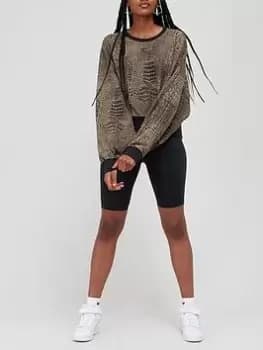 Image of adidas Originals Graphic Animal Sweater - Black/Beige, Black/Beige, Size 12, Women