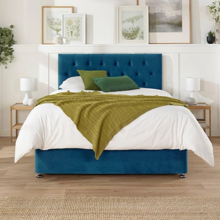 Image of Aspire Aspire Olivier Divan with Mattress, 4 Drawers - Blue Blue Double