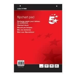 Image of 5 Star A1 Flipchart Pad Perforated 40 Plain Sheets