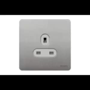 Image of Schneider USFP 13A Single Pole 1G Unswitched Socket White Insert Stainless Steel - GU3450WSS