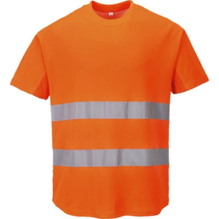 Image of Portwest Cotton Comfort Mesh Insert Hi Vis T Shirt C394ORRM Colour: Orange