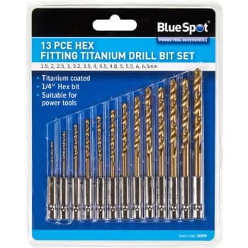 Image of Bluespot - 20339 13 Piece Hex Fitting Titanium Drill Bit Set