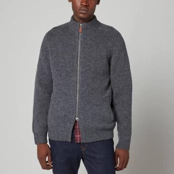 Image of Barbour Mens Calder Knitted Zip Through Jacket - Charcoal Marl - M