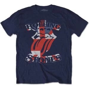 Image of The Rolling Stones - British Flag Tongue Unisex Large T-Shirt - Blue