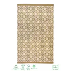 Image of Recycled Cotton Starburst Rug - Ochre - 100x150cm