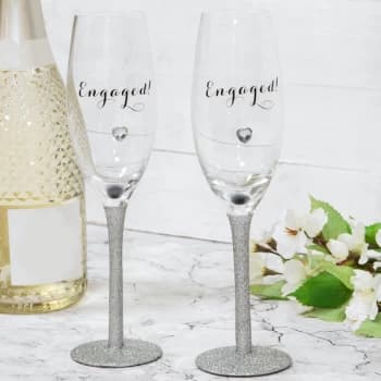 Image of Celebrations Set of 2 Champagne Flutes - Engaged
