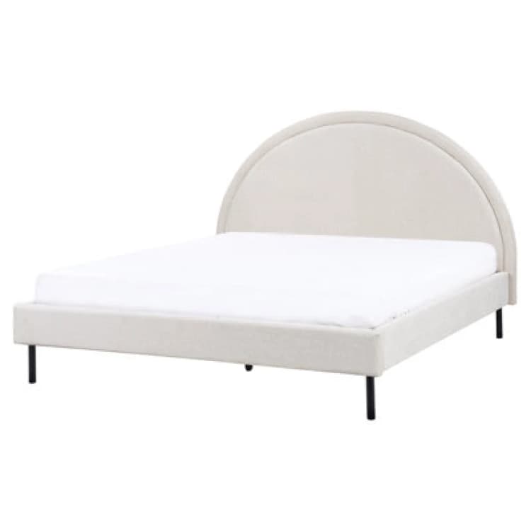 Image of Beliani Bed Fabric Margut 160 X 200 Cm (Eu King Size) Light Beige