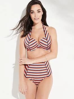 Image of Panache Summer Moulded Halter Bikini, Orange Multi, Size 38F, Women