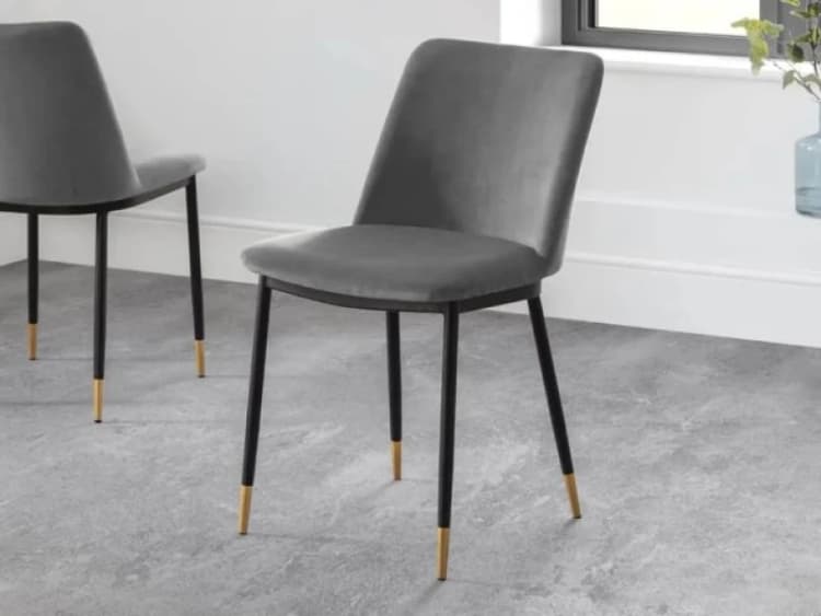 Image of Julian Bowen Delaunay Grey Velvet Dining Chair