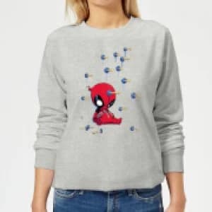 Image of Marvel Deadpool Cartoon Knockout Womens Sweatshirt - Grey - L