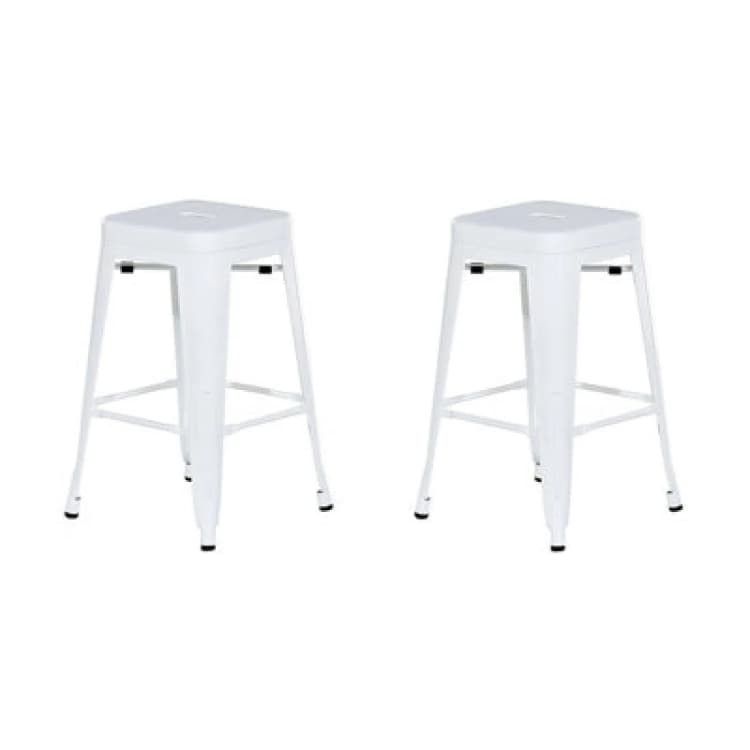 Image of Beliani Set Of 2 Bar Stools Cabrillo Metal White