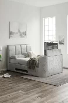 Image of Copenhagen Silver Crush Upholstered Ottoman TV Bed Frame