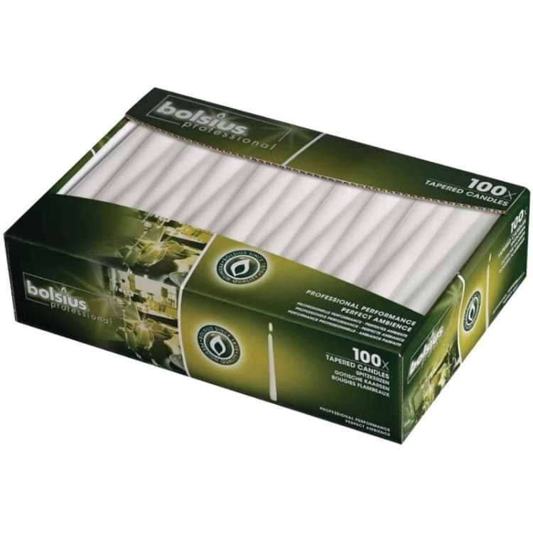 Image of Bolsius Tapered Candles 10" White 7 Hour Burn 100s NWT7929 NWT7929
