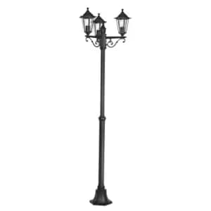Image of IP44 Outdoor Bollard Light Black Cast Aluminium 3 Arm 60W E27 Tall Lamp Post