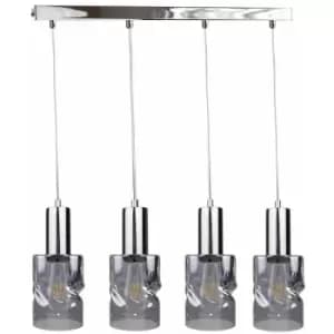 Image of Keter Cross Bar Pendant Ceiling Light Dark Silver, 60cm, 4x E27