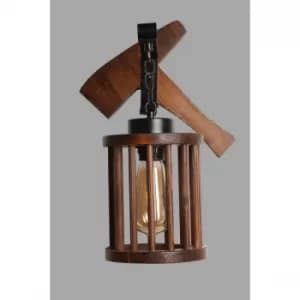 Image of Çekiç ceviz ah?ap kafes ba?l?kl? aplik Brown Wall Lamp