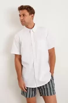 Image of Mens White Short Sleeve Plus And Tall Oxford Shirt