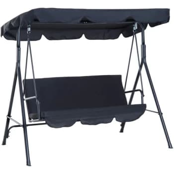 Image of Outsunny - Patio Metal Swing Chair Outdoor Hammock 3 Seater Canopy Garden Bench